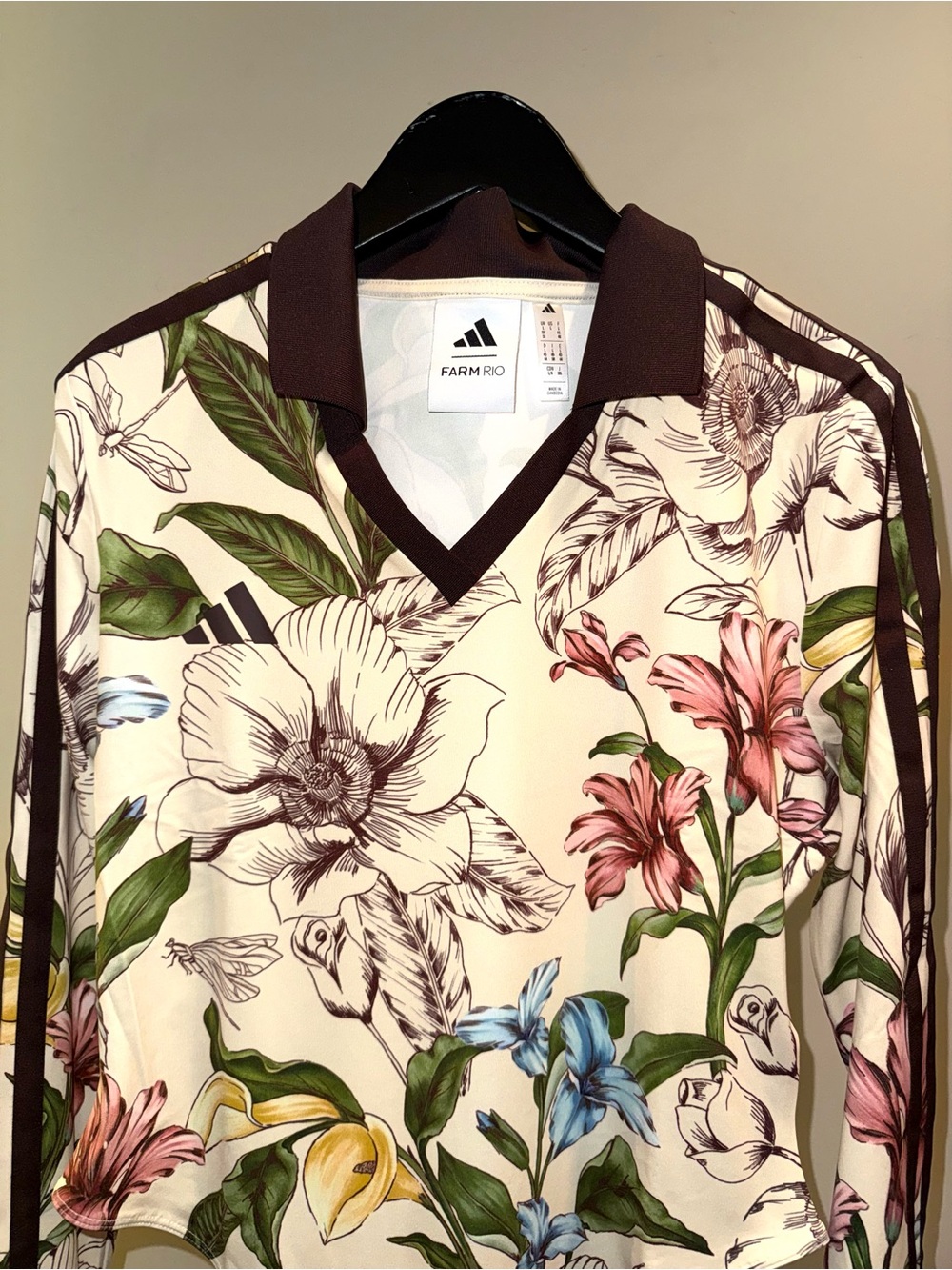 adidas x FARM Rio long-sleeve bodysuit in a colorful floral print, size L, NWT - Picture 3 of 6
